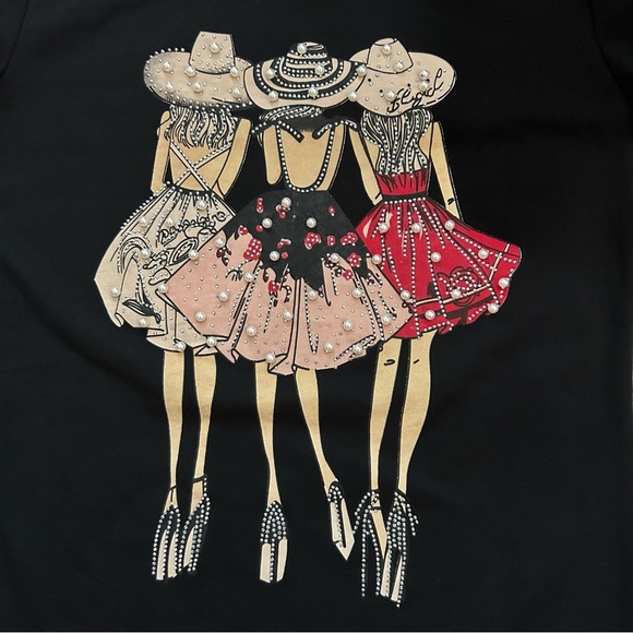 Sister Fashion Embellished Black Short Sleeve Crewneck Tee - Picture 6 of 10